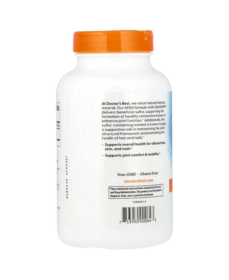 Doctor's Best Msm with OptiMSM 1 000 mg - 180 Capsules