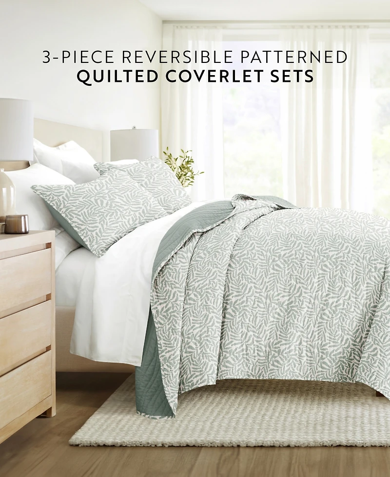 ienjoy Home Tossed Ferns Reversible 3-Pc. Quilt Set, King/California King