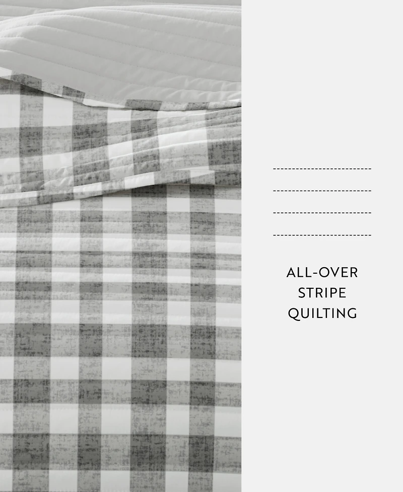 ienjoy Home Watercolor Plaid Reversible -Pc. Quilt Set