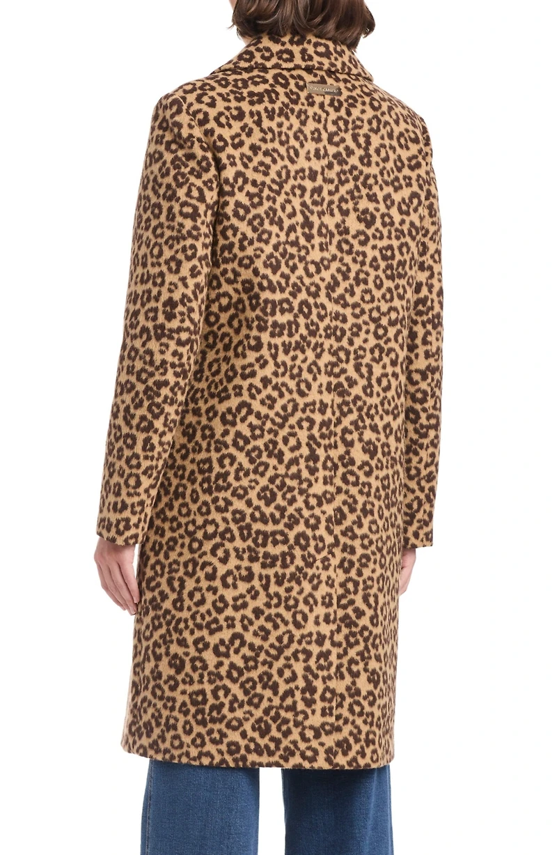 Vince Camuto Women's Single-Breasted Wool-Blend Boyfriend Leopard Coat