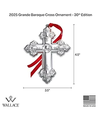Wallace 2025 Sterling Silver Grande Baroque Cross Ornament, 30th Edition