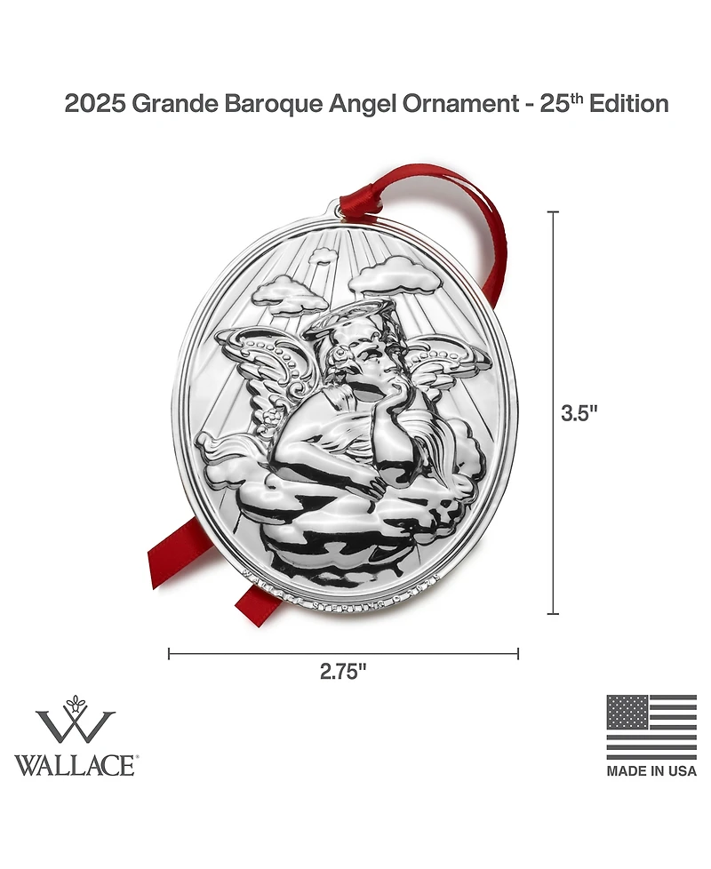 Wallace 2025 Sterling Silver Grande Baroque Angel Ornament, 25th Edition
