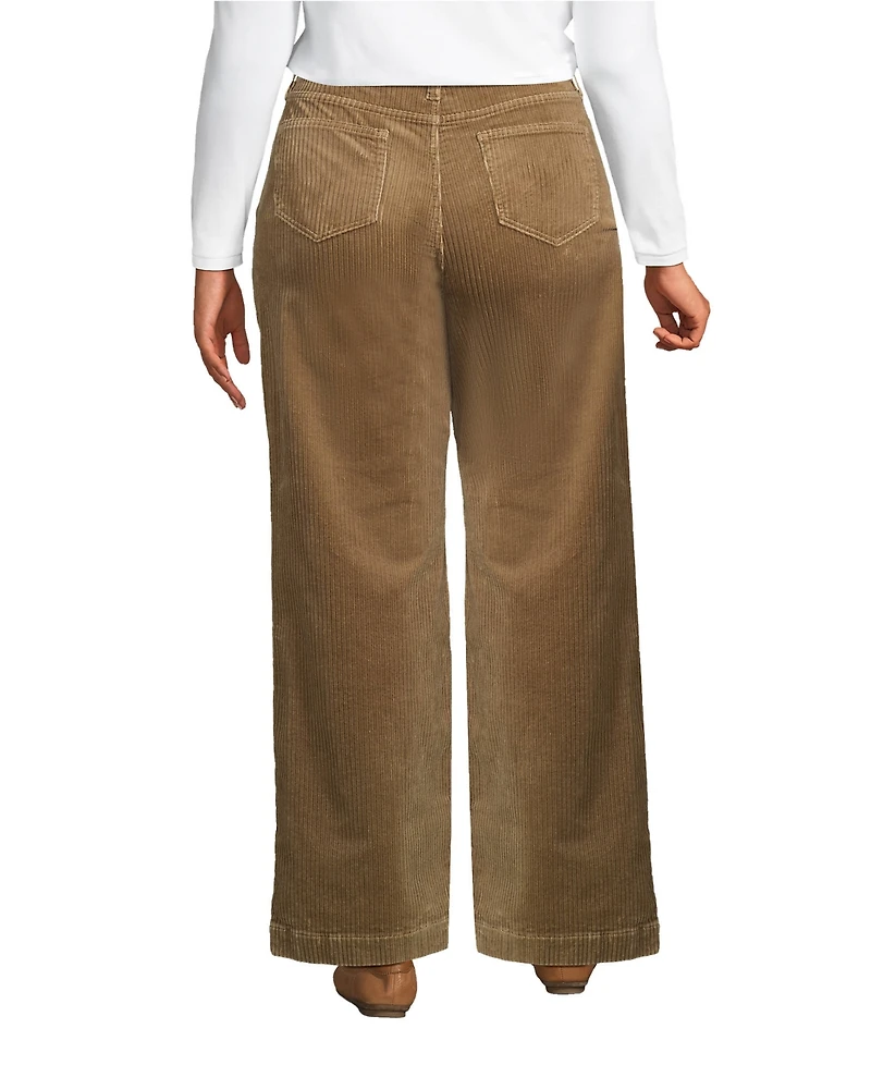 Lands' End Women's Plus High Rise Wide Leg Corduroy Pants