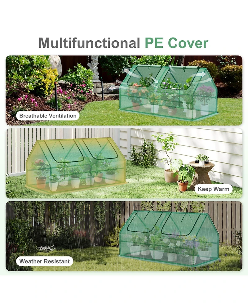 Aoodor Mini Greenhouse Water Resistant Uv Protected 2 Zipper Doors.