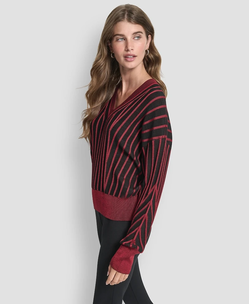 Dkny Women's Long Sleeve V-Neck Sweater