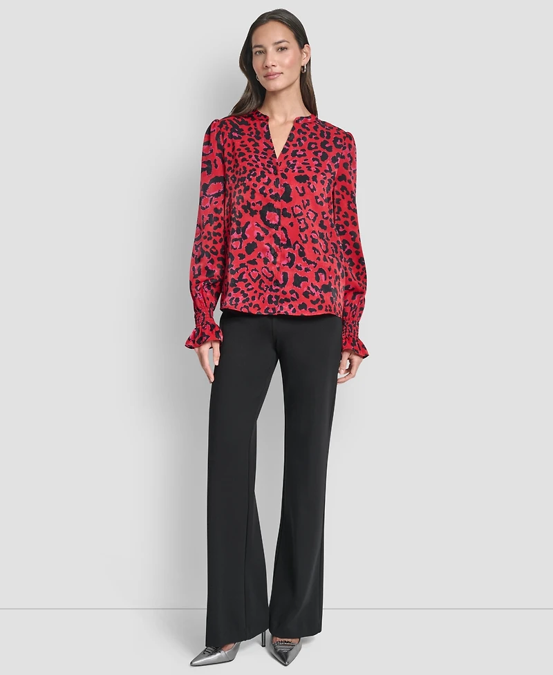 Dkny Women's Long-Sleeve Split-Neck Top