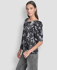 Dkny Women's Short Sleeve Printed Top