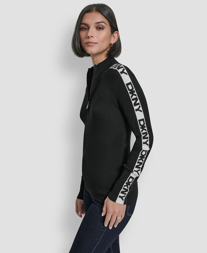 Dkny Women's Quarter Zip Mock Neck Sweater