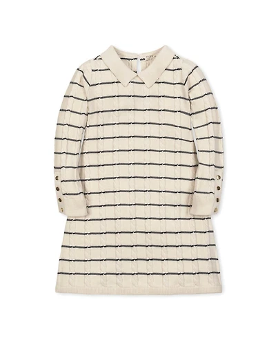 Hope & Henry Little and Big Girls' Organic Long Sleeve Peter Pan Collar Sweater Dress