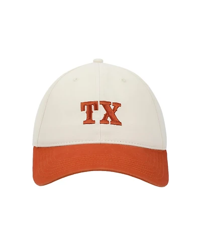 Texas Orange & White Washed Poplin Unstructured Baseball Cap