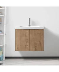 Casainc 24 Inch Floating Bathroom Vanity with Sink and Soft-Close Doors for Small Spaces