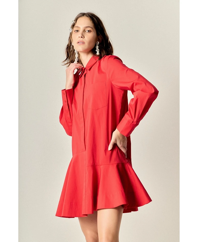 English Factory Women's Collar Flare Skirt Dress