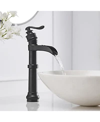 Greenspring Waterfall Single Hole Single-Handle Vessel Bathroom Faucet With Pop-up Drain in Matte Black