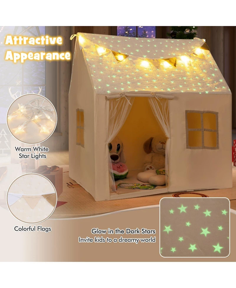 Mecale Kids Play Tent Large Playhouse with Glow in the Dark Stars and Mat