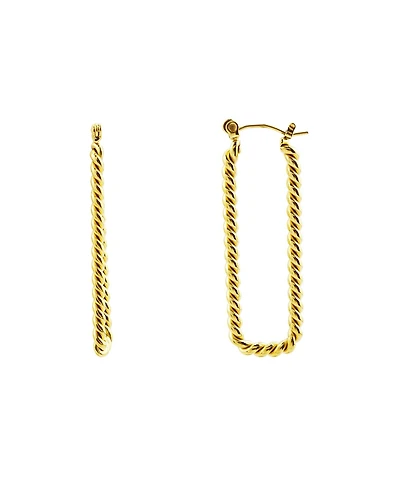 Rebl Jewelry Rectangle Twist Hoop Earring