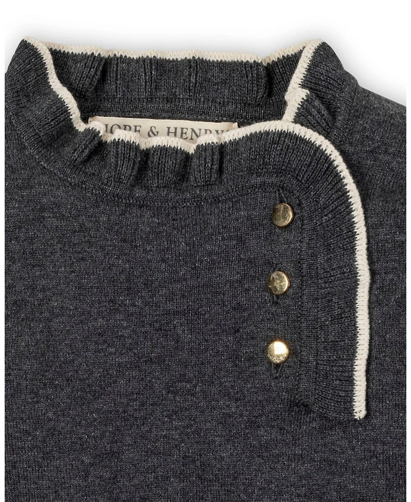 Hope & Henry Toddler Girls' Organic Long Sleeve Ruffle Trim Sweater Dress