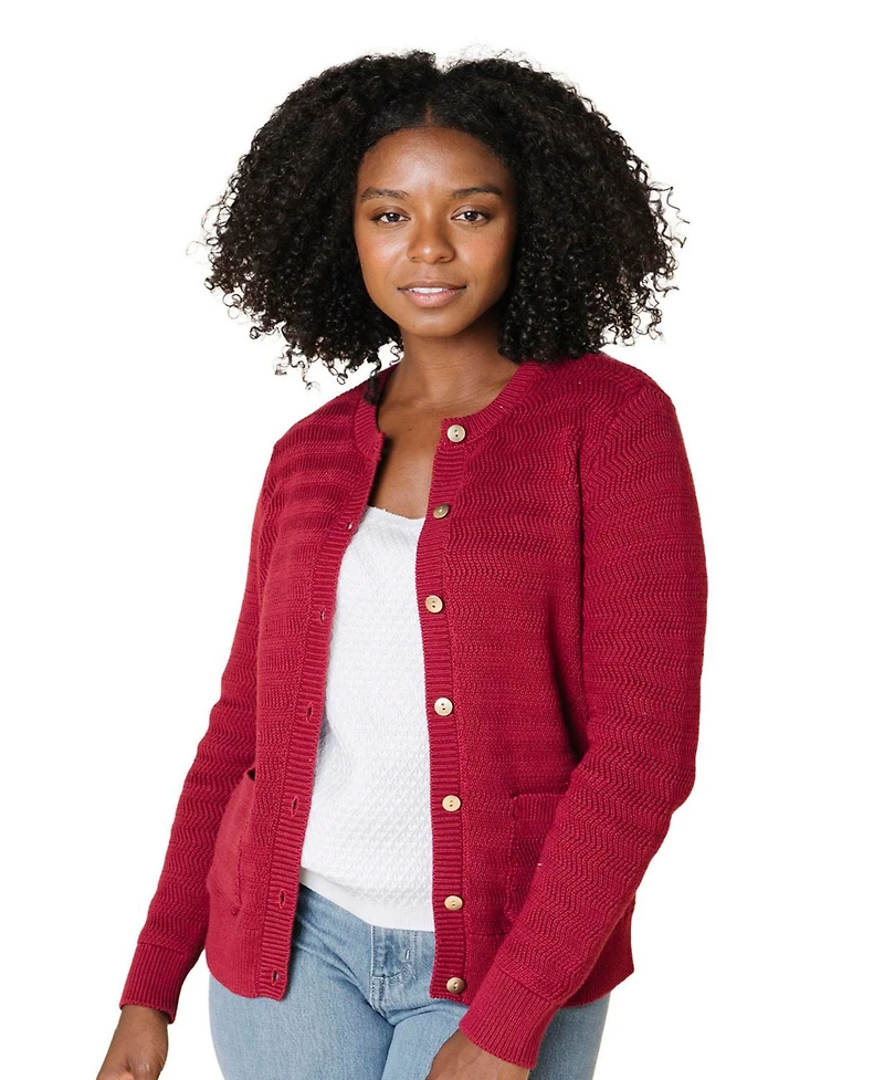 Hope & Henry Women's Organic Chevron Stitch Cardigan Sweater