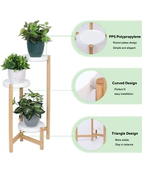 Unho Adjustable Bamboo Plant Flower Display Storage Corner Flower Pots Rack Holder