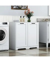 Casainc Laundry Cabinet with Doors, Tilt-Out Hamper, and Adjustable Shelf