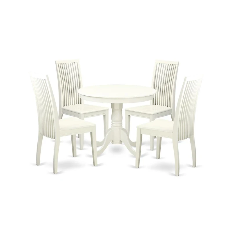 East West Furniture Dining Room Set Linen White