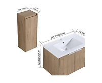Casainc 30 Inch Wall-Mounted Vanity with Sink and Side Cabinet, Soft-Close Door Combo