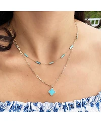 The Lovery Turquoise Bar Chain Necklace 14K Gold