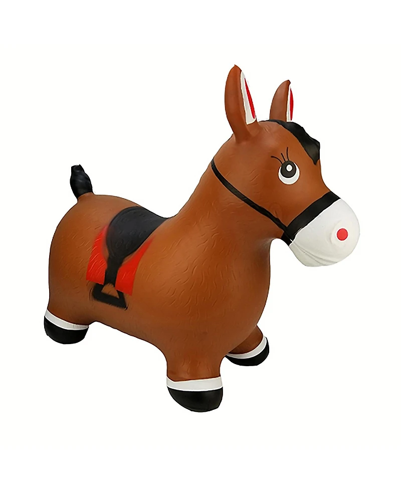 BounceZiez Inflatable Bouncy Ride-On Hopper W/ Pump - Brown Horse