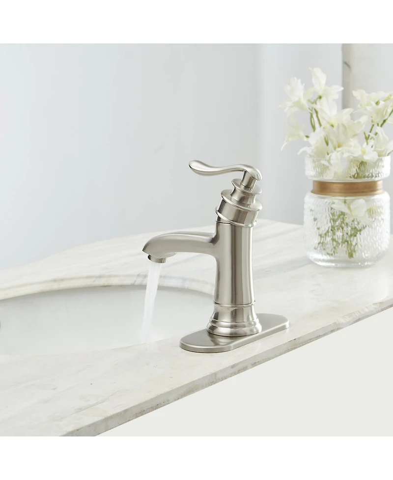 Greenspring Single Hole Single-Handle Low-Arc Bathroom Faucet With Pop-up Drain Assembly Brushed Nickel