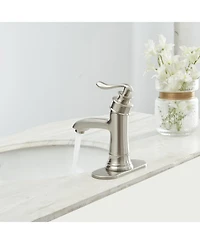 Greenspring Single Hole Single-Handle Low-Arc Bathroom Faucet With Pop-up Drain Assembly Brushed Nickel