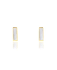 The Lovery Mother of Pearl Bar Stud Earrings 14K Gold