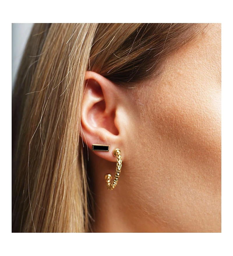 The Lovery Onyx Bar Stud Earrings 14K Gold