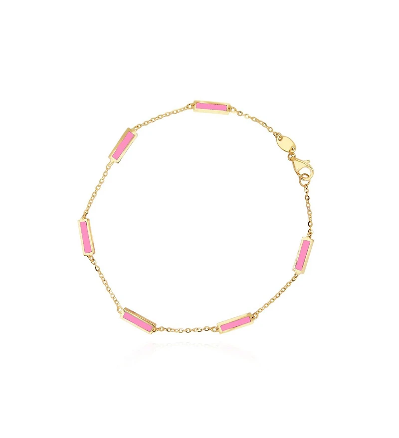 The Lovery Bubblegum Pink Bar Chain Bracelet 14K Gold