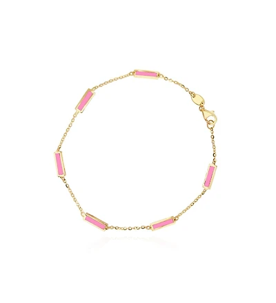 The Lovery Bubblegum Pink Bar Chain Bracelet 14K Gold