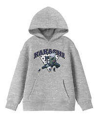 Naruto Classic Kakashi Fighting Stance Youth Heather Gray Graphic Hoodie-Small