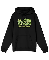 Pabst Blue Ribbon Skeleton Skull With a Beer Adult Black Hoodie-3XL