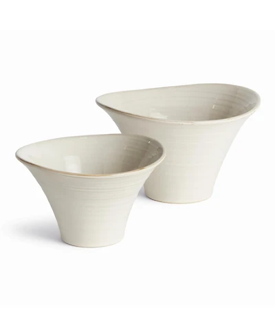 Napa Home & Garden Cotes Pots - 2pc - White Stoneware Planters w/ Drain Hole