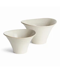 Napa Home & Garden Cotes Pots - 2pc - White Stoneware Planters w/ Drain Hole