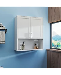Casainc Wall Mount Bathroom Mirror Cabinet with Dual Doors and Tissue Slot