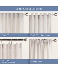 Awesome Home Textured Double Ruffle Rod Pocket Curtains Pair