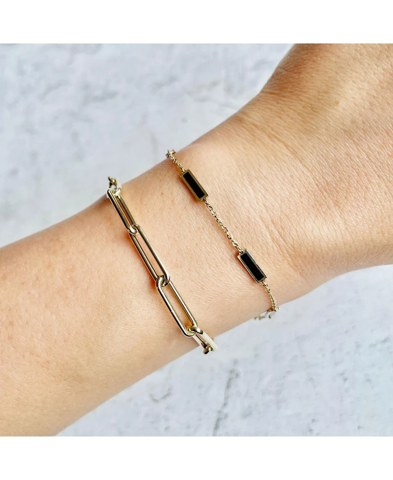 The Lovery Onyx Bar Chain Bracelet 14K Gold