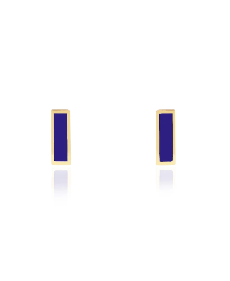 The Lovery Lapis Bar Stud Earrings 14K Gold