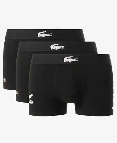Lacoste Men's 3-Pack Regular-Fit Big Croc Logo Trunk Underwear