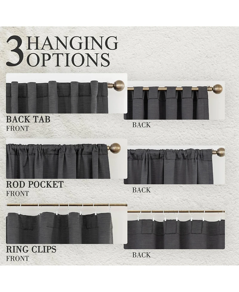 Awesome Home Cotton Blend Light Filtering Back Tab Curtains (2 Panels), 52"x108"