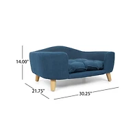 Zeus & Ruta Blue Corduroy Elevated Pet Couch with Wood Legs