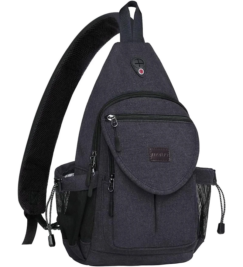 Mosiso Canvas Sling Backpack with Anti-Theft Pocket - Water-Resistant Crossbody Hiking Daypack for Travel