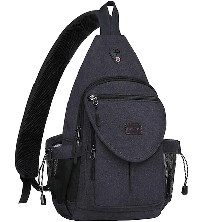 Mosiso Canvas Sling Backpack with Anti-Theft Pocket - Water-Resistant Crossbody Hiking Daypack for Travel