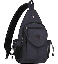 Mosiso Canvas Sling Backpack with Anti-Theft Pocket - Water-Resistant Crossbody Hiking Daypack for Travel