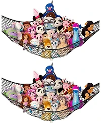 Lilly's Love Toddler Stuffed Animal Net Hammock Jumbo Extra Large Corner Hanging Toy Storage Organizer Black 2 Pack