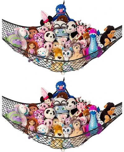 Lilly's Love Toddler Stuffed Animal Net Hammock, Jumbo Extra Large Corner Hanging Toy Storage Organizer, White, 2 Pack