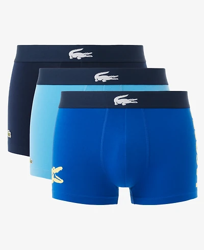 Lacoste Men's 3-Pack Regular-Fit Big Croc Logo Trunk Underwear